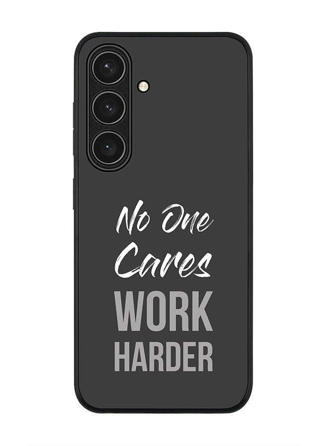 Stylizedd Rugged Black edge case for Samsung Galaxy S24 FE, Slim fit Soft Case Flexible Rubber Edges Anti Drop TPU Gel Thin Cover -   Work Harder - Image 1