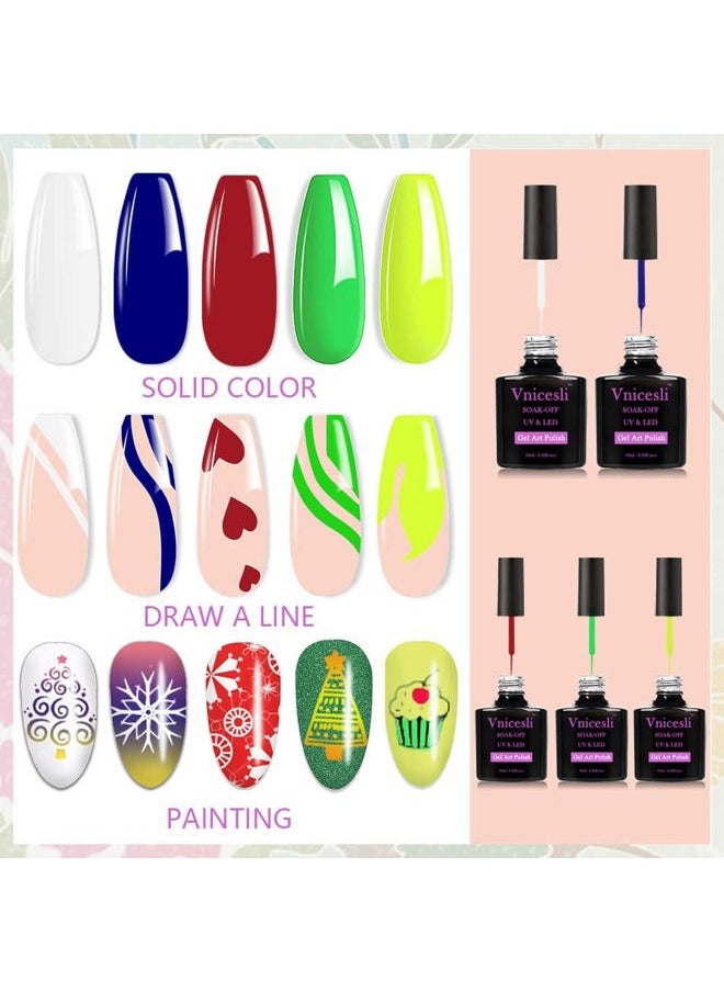 Vnicesli - White Nail Art Gel Liner Gel Polish, Gel Paint Nail Art for Swirl Nails Built Thin Nail Art Brush in Gel Pens Soak Off Spider Liner Paint Gel Nail French Manicure for Home Salon - Image 1