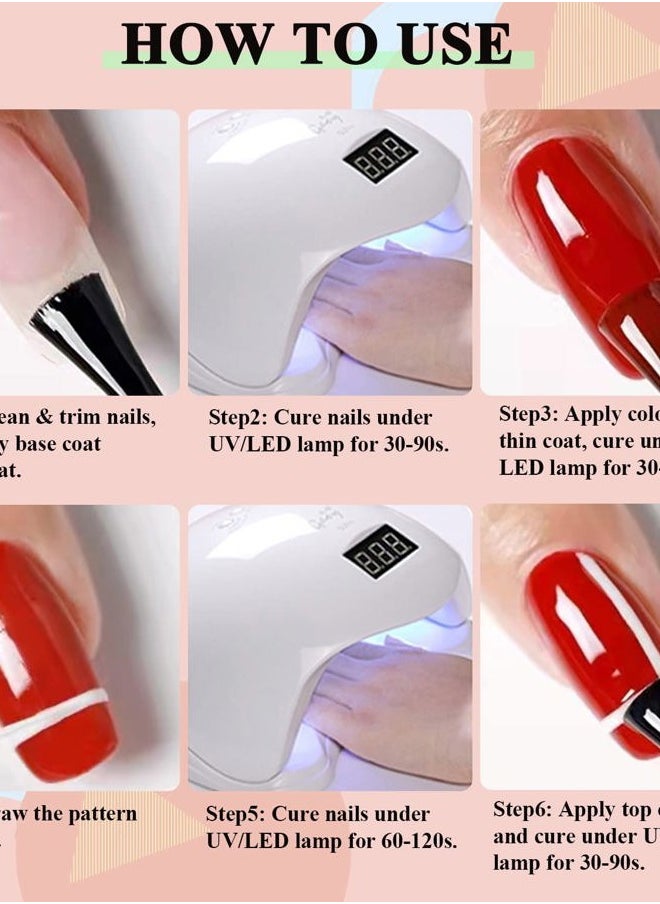 Vnicesli - White Nail Art Gel Liner Gel Polish, Gel Paint Nail Art for Swirl Nails Built Thin Nail Art Brush in Gel Pens Soak Off Spider Liner Paint Gel Nail French Manicure for Home Salon - Image 1