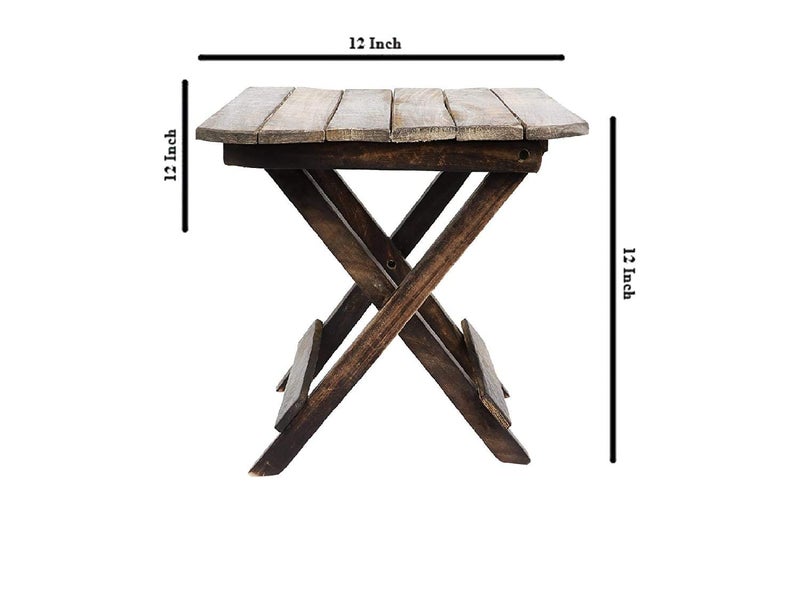 Generic A one handicrafts Wooden Handmade Square Finish Stool for Living Room, Side Table with Deco Paint. L x W x H 12 x 12 x 12 inch. (Small, Brown)  - Image 2