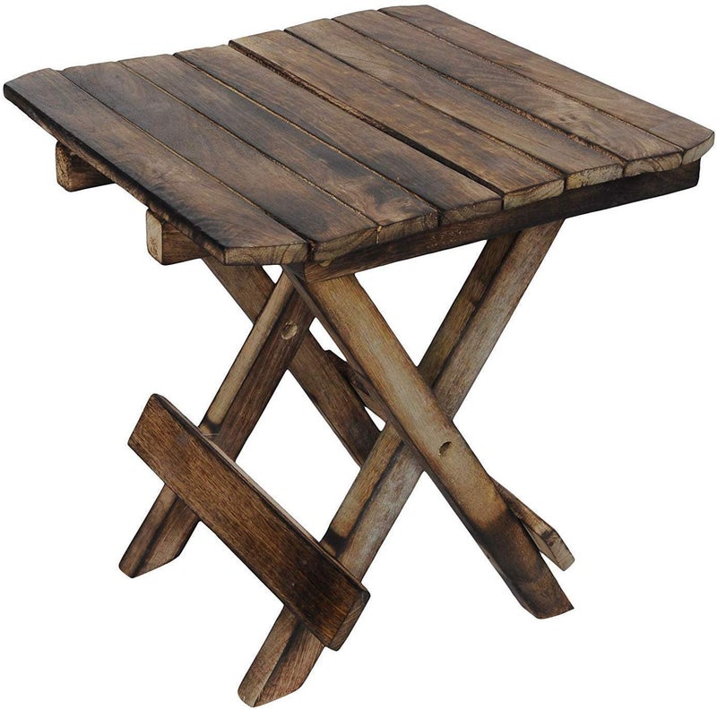 Generic A one handicrafts Wooden Handmade Square Finish Stool for Living Room, Side Table with Deco Paint. L x W x H 12 x 12 x 12 inch. (Small, Brown)  - Image 3