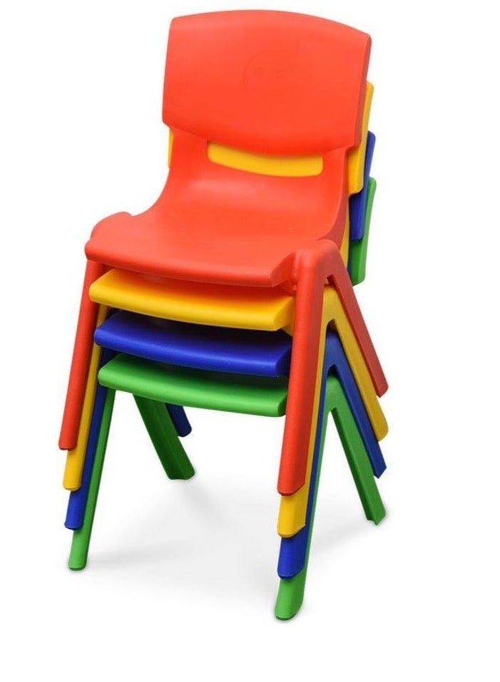 Funz 4 Pieces Funz Stackable Plastic Kids Learning Chairs, 41 X 36 X 59cm, The Perfect Chair for Playrooms, Schools, Daycares and Home, Multi color  - Image 1