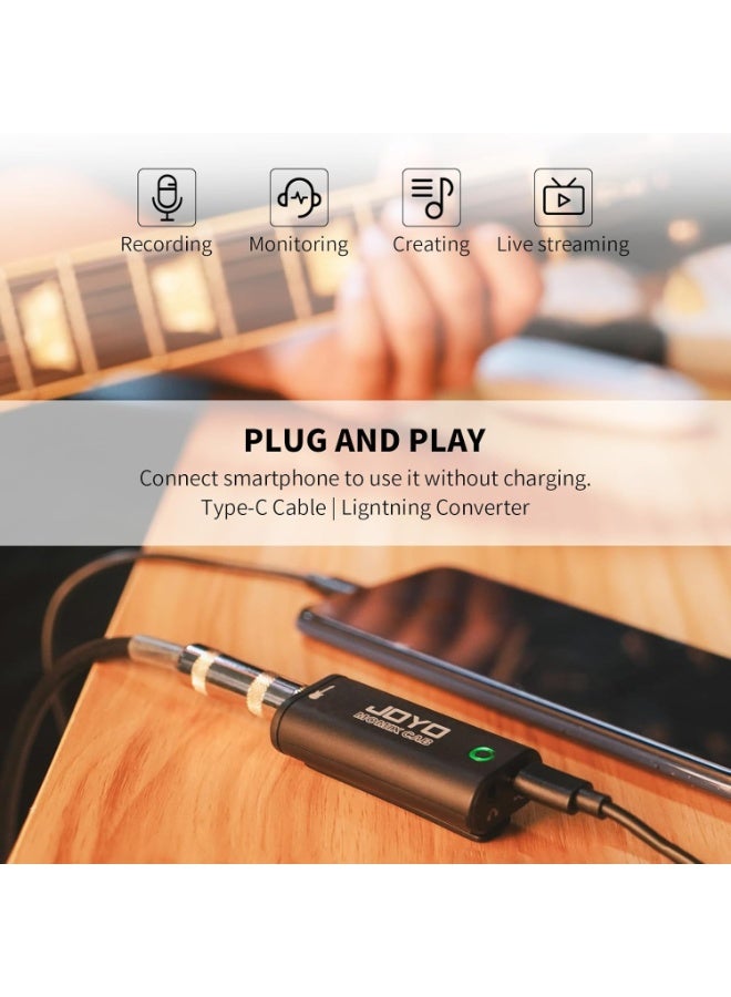 جويو واجهة تسجيل جيتار محمولة - بطاقة صوت داخلية صغيرة للتسجيل والبث المباشر متوافقة مع ‎USB-C‎ و‎لايتنينغ‎ للهاتف، خفيفة الوزن وسهلة التوصيل والتشغيل - Image 3