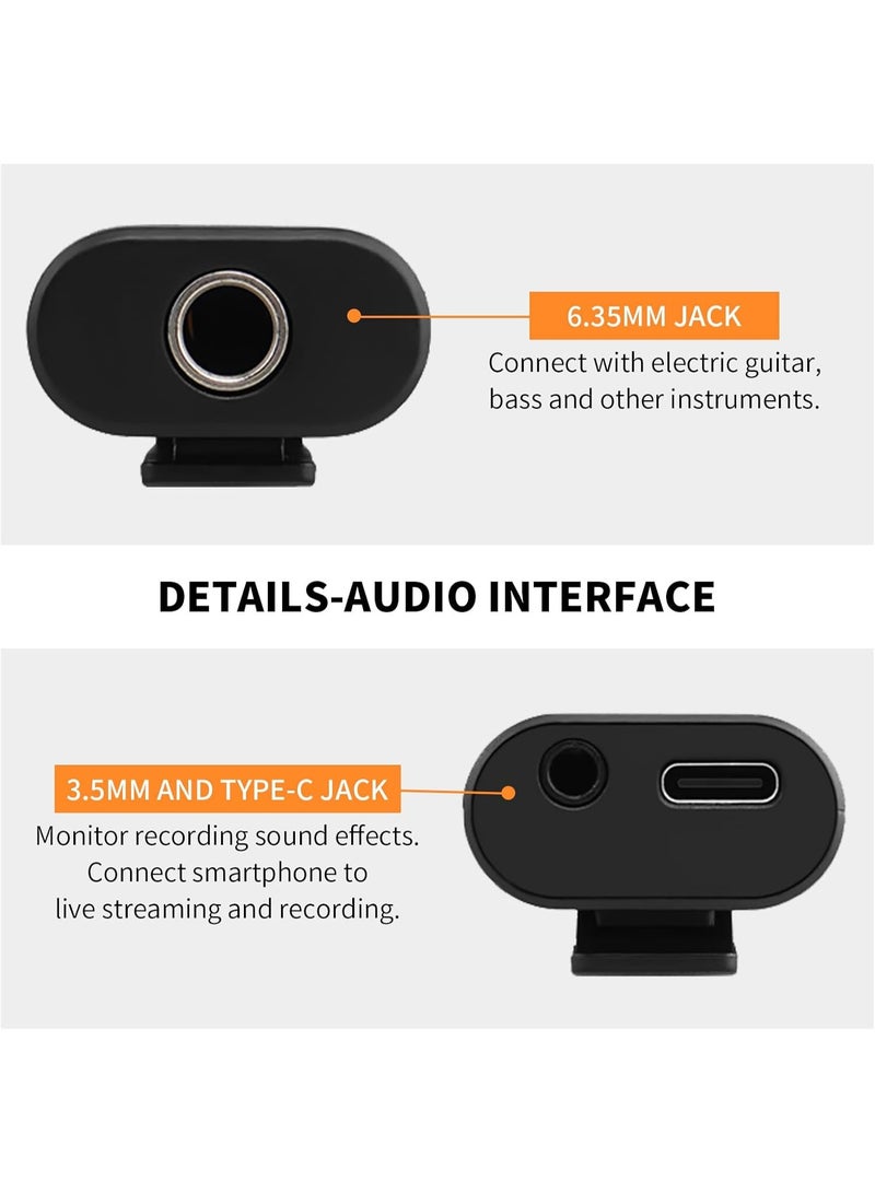 جويو واجهة تسجيل جيتار محمولة - بطاقة صوت داخلية صغيرة للتسجيل والبث المباشر متوافقة مع ‎USB-C‎ و‎لايتنينغ‎ للهاتف، خفيفة الوزن وسهلة التوصيل والتشغيل - Image 5