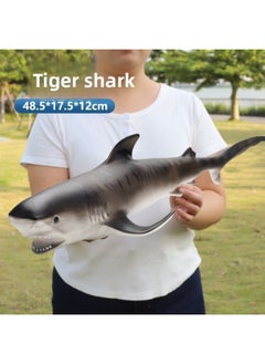Deep Sea Animal Simulation Model Children's Large Soft Glue Starfish Crab Octopus Shark Lobster Marine Toy Ornaments-Colour:[ocean Series] Tiger Shark 280g