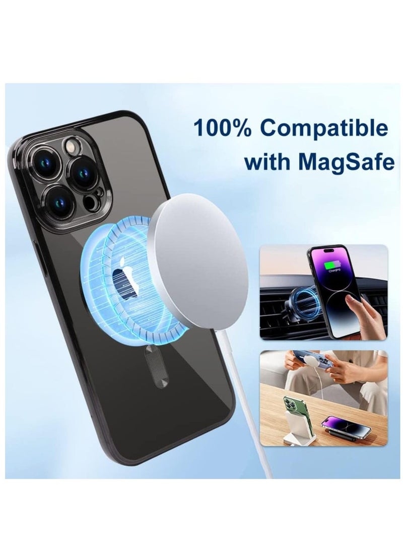 Raxoom Magnetic Case for iPhone 15 Pro Max Case [Compatible with MagSafe] Full Camera Protection Clear Plating Luxury Cover for Women Men Soft TPU Bumper Drop Protective Phone Case (6.7"),Black - Image 4