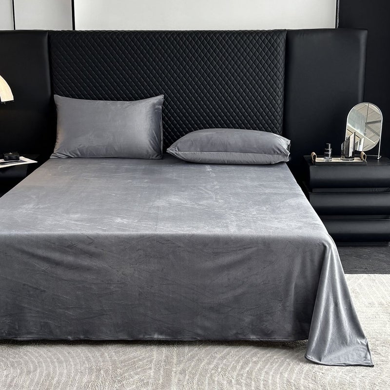 Twin Bean Paste Crystal Velvet Bed Sheet 66.14 X 96.06 Inches - Image 4