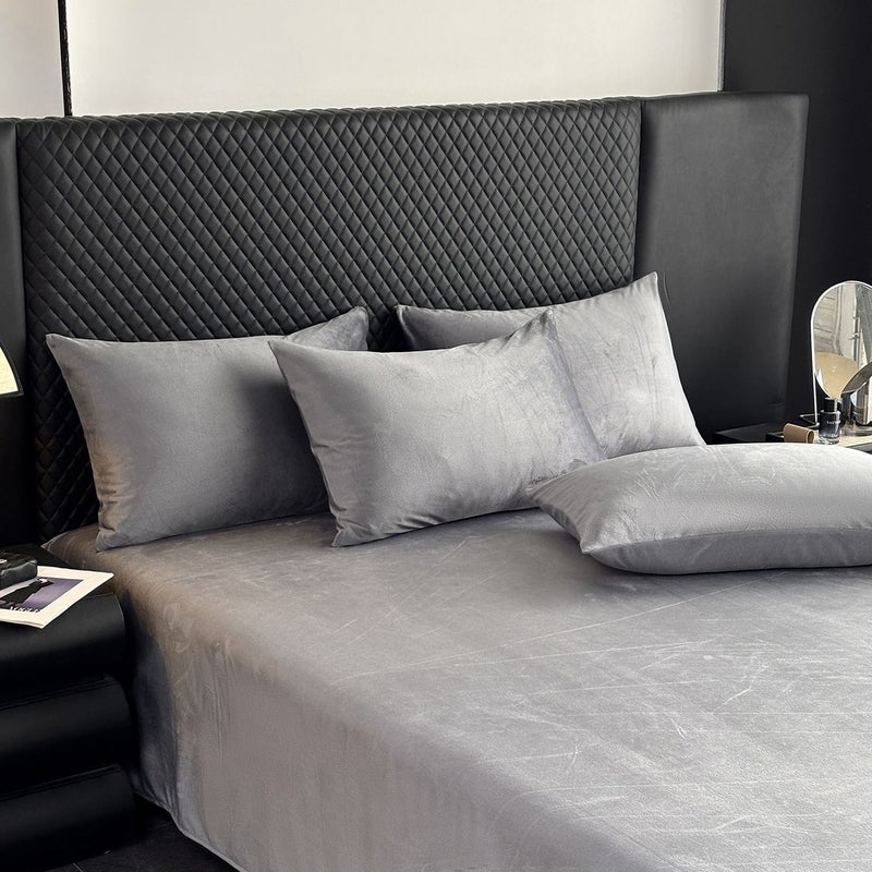 Twin Bean Paste Crystal Velvet Bed Sheet 66.14 X 96.06 Inches - Image 5
