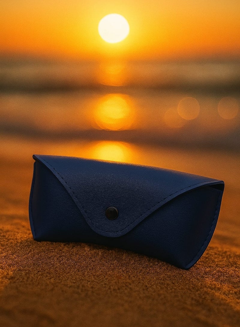 1 Piece Blue PU Leather Glasses Case – Unisex Eyewear Holder with on Closure, Soft  Durable Storage Pouch for Sunglasses or Reading Glasses - Image 3