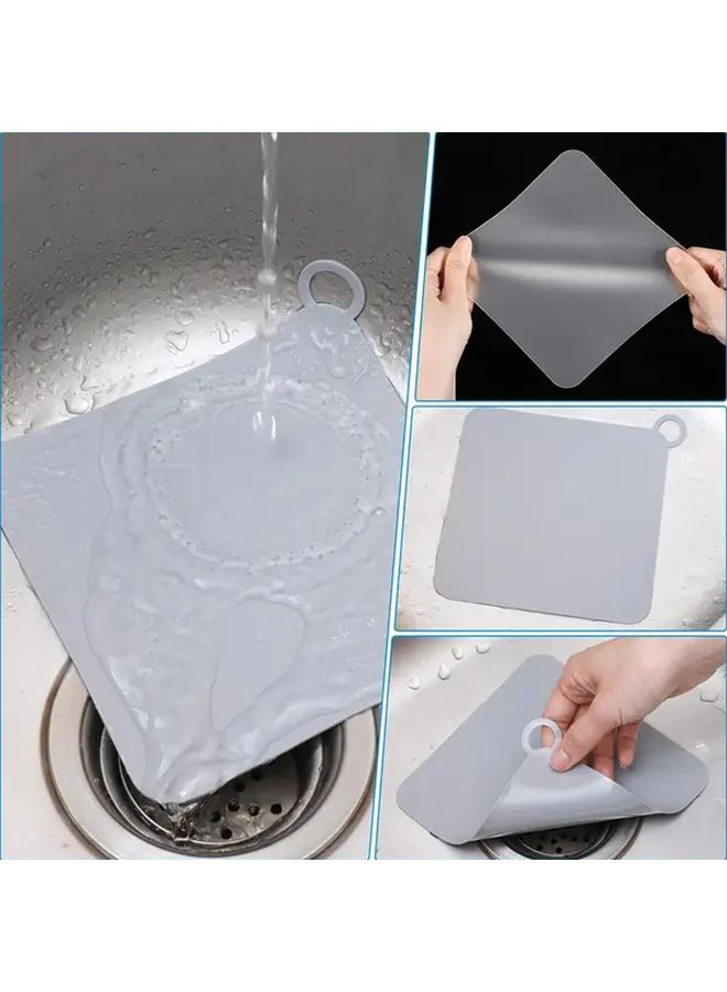 4pcs Tub Overflow Drain Covers Square Shower Drain Plugs with Center Hole White Grey Leakproof Easy Clean Fit for Bathroom Sinks Bathtubs Laundry Standard Drains - Image 3