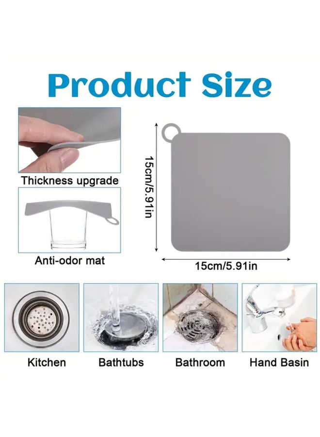 4pcs Tub Overflow Drain Covers Square Shower Drain Plugs with Center Hole White Grey Leakproof Easy Clean Fit for Bathroom Sinks Bathtubs Laundry Standard Drains - Image 2