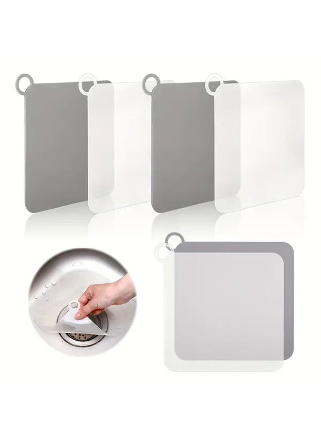 4pcs Tub Overflow Drain Covers Square Shower Drain Plugs with Center Hole White Grey Leakproof Easy Clean Fit for Bathroom Sinks Bathtubs Laundry Standard Drains - Image 1