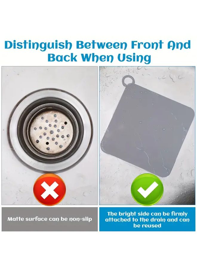 4pcs Tub Overflow Drain Covers Square Shower Drain Plugs with Center Hole White Grey Leakproof Easy Clean Fit for Bathroom Sinks Bathtubs Laundry Standard Drains - Image 4