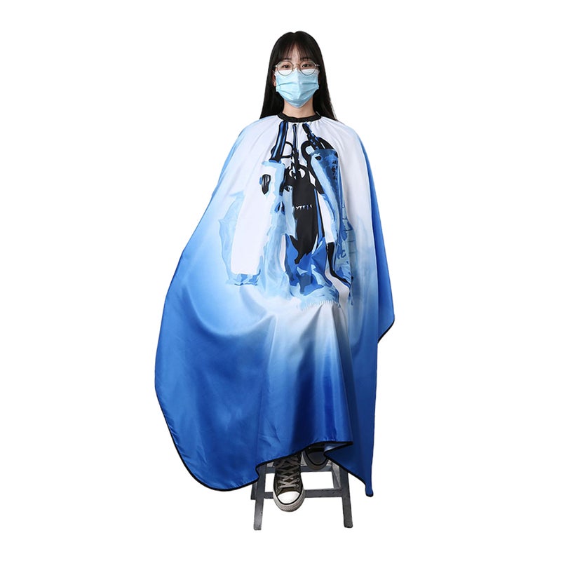 Haircut Hairdressing Cape Cloth Apron Retro Stripped Hair-cutting Apron Hair Styling Cape Salon Equipment (Blue) - Image 1