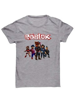 Roblox Gamer Design Printed T-shirt Grey
