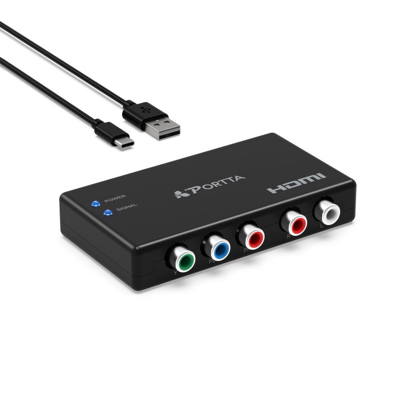 Portta Component to HDMI Converter YPbPr RGB RL Audio to HDMI v13 Converter Adapter Support 1080P 2 Channel LPCM for HDTV PS2 PS3 HDVD Player Wii Xbox - Image 2