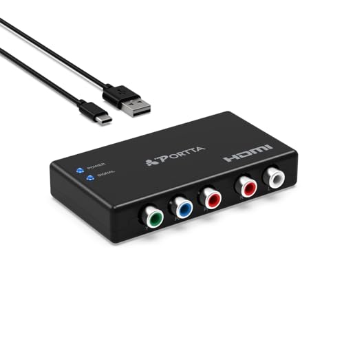 Portta Component to HDMI Converter YPbPr RGB RL Audio to HDMI v13 Converter Adapter Support 1080P 2 Channel LPCM for HDTV PS2 PS3 HDVD Player Wii Xbox - Image 1