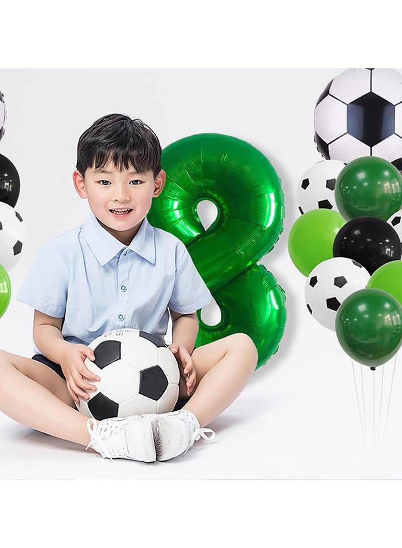 MIXDE 32 Inch Soccer Balloons Set 4st Birthday Decoration Green Number 4 Foil Soccer Balloon Black Star Balloons for Children's Boys Birthday Party Football Themed Party Supplies (4) - Image 5