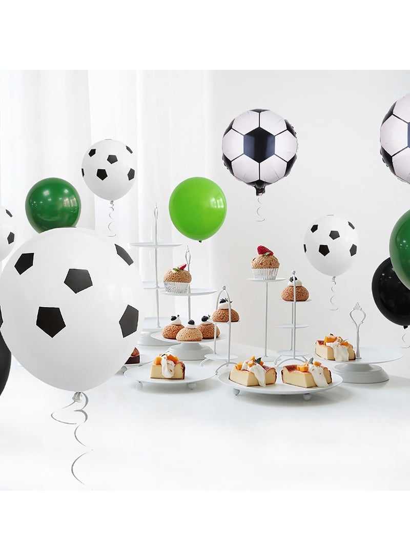 MIXDE 32 Inch Soccer Balloons Set 4st Birthday Decoration Green Number 4 Foil Soccer Balloon Black Star Balloons for Children's Boys Birthday Party Football Themed Party Supplies (4) - Image 4