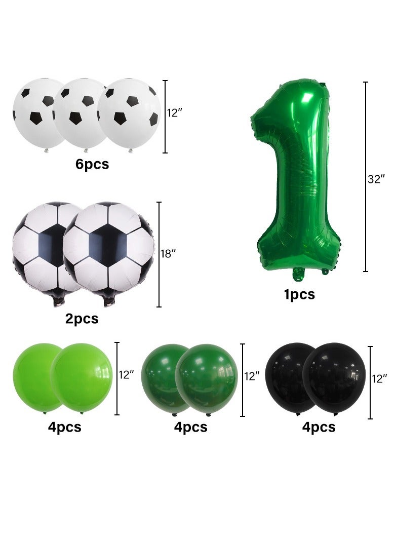 MIXDE 32 Inch Soccer Balloons Set 4st Birthday Decoration Green Number 4 Foil Soccer Balloon Black Star Balloons for Children's Boys Birthday Party Football Themed Party Supplies (4) - Image 3