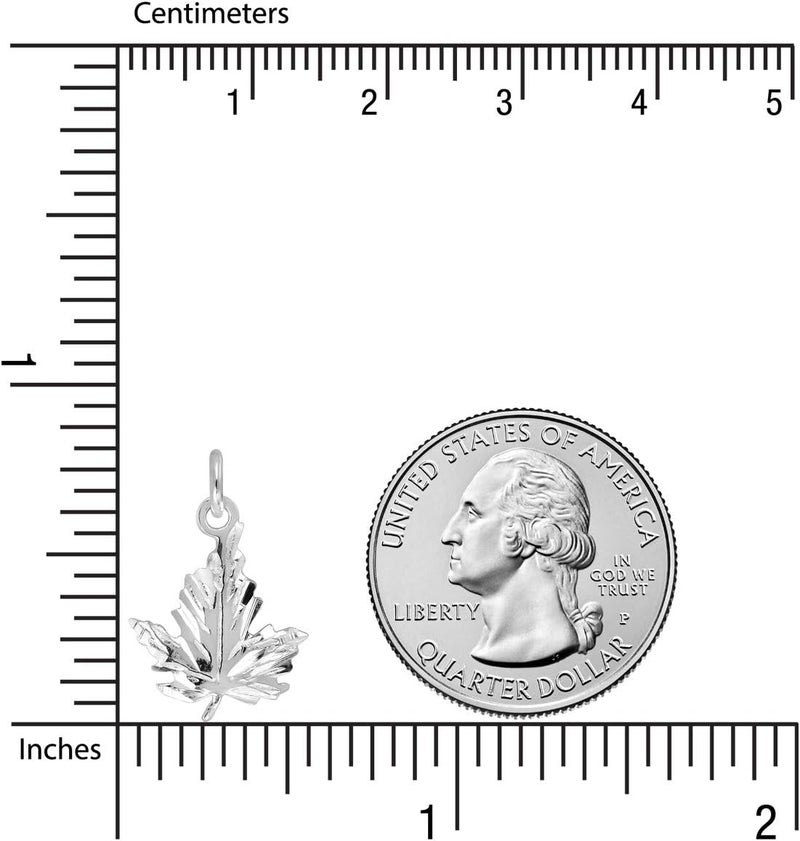 W | S WITHLOVE SILVER WithLoveSilver 925 Sterling Silver Tiny Diamond Cut Maple Leaf Canada Pendant - Image 2