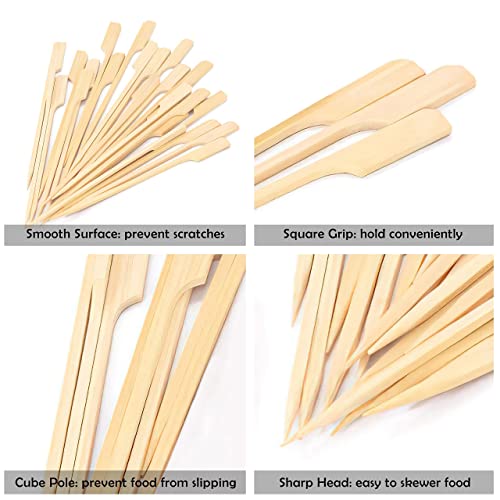 MOLFUJ 4.7 Inch Bamboo Skewers 100PCS Food Appetizer Toothpicks Wide Flat Paddle Bamboo Wood Picks for Cocktail, Marshmallow, Fruit, Grilling, Drink, BBQ, Barbecue, Yakitori Chicken, Fondue, Roasting - Image 2