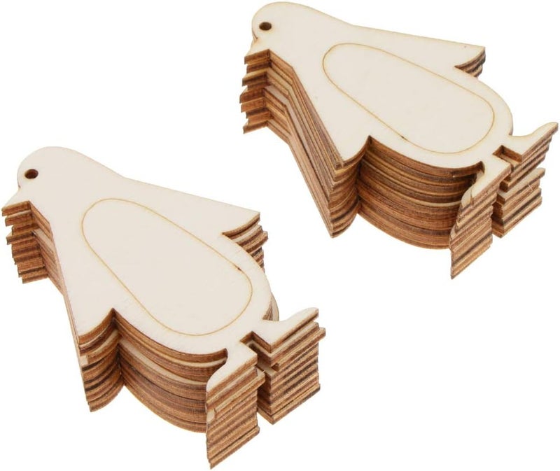 كلاراكو مجموعة من 20 قطعة من بطاقات الهدايا الخشبية غير المكتملة، لتزيين سجلات القصاصات وصنع البطاقات والأعمال اليدوية - على شكل بطريق، 8 × 5.2 × 0.2 سم - Image 1