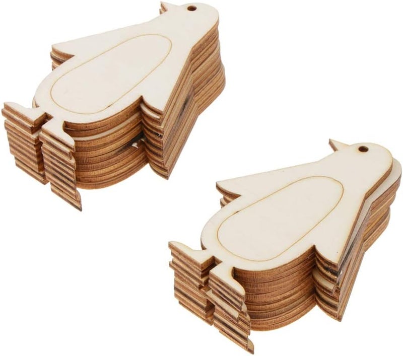 كلاراكو مجموعة من 20 قطعة من بطاقات الهدايا الخشبية غير المكتملة، لتزيين سجلات القصاصات وصنع البطاقات والأعمال اليدوية - على شكل بطريق، 8 × 5.2 × 0.2 سم - Image 5