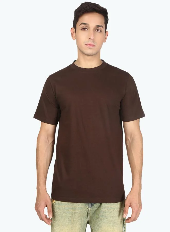 ستايلي Men Brown Solid Regular Fit T-Shirt By Bene Kleed