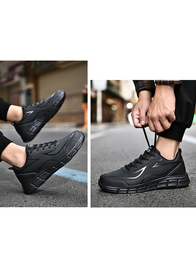 NIBEMINENT Running Shoes Leather Waterproof Sneakers Men Wear-resistant Walking Sport Shoes  - Image 3