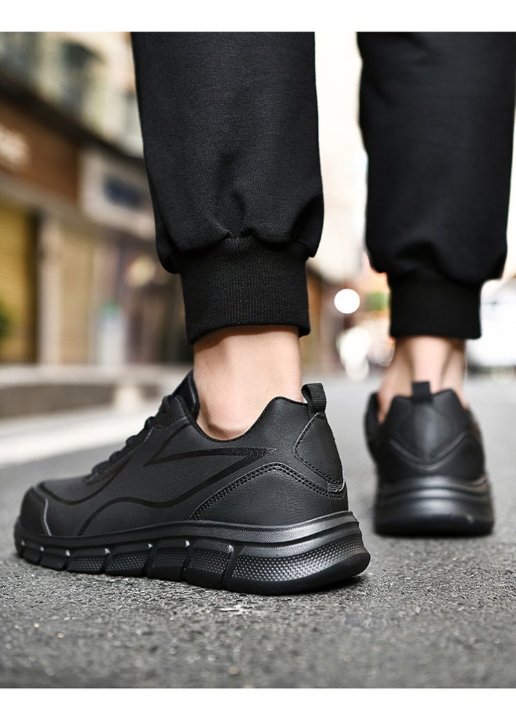 NIBEMINENT Running Shoes Leather Waterproof Sneakers Men Wear-resistant Walking Sport Shoes  - Image 4