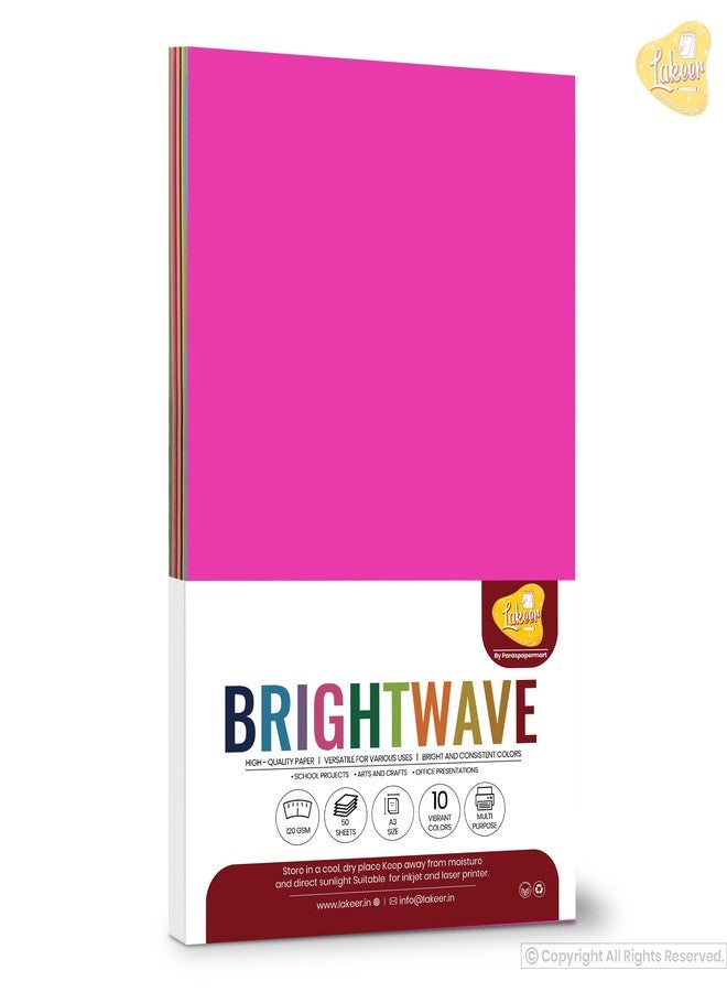 Lakeer A3 Color Paper Pack - 50 Sheets, 10 Vibrant Colors | 120 GSM | Ideal for Art, Craft, Printing, etc - Image 3