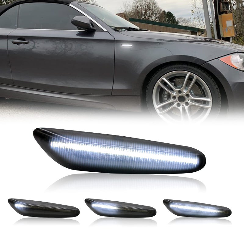 Mynoway Front Sequential LED Side Marker Light Replacement For 20032013 E60E61 E90E91 E92E93 E81E87 E82E88 E83X3 328i 325i 135i 128i 325xi Smoked Lens Turn Signal Indicator Dynamic Lamp