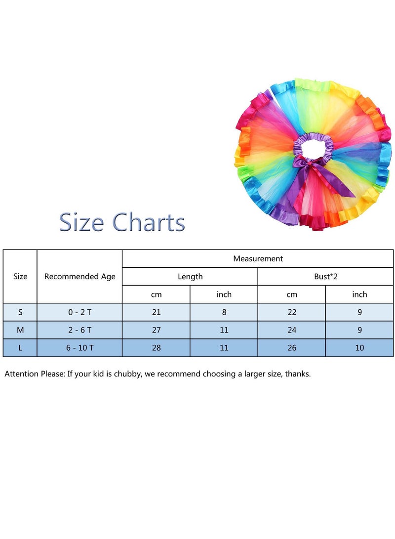 Girls Layered Rainbow Tutu Skirt with Unicorn Horn Headband Outfits for Birthday Party Dress Up,M  - Image 5