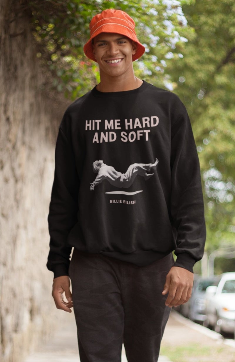 Fuddy Moda Hit Me Hard And Soft Printed Hoodless Sweatshirt, Oversize Billie Eilish Printed Sweat - Image 5