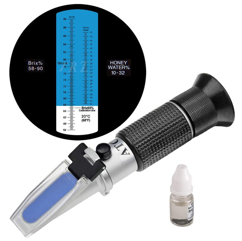 TRZ Refractometer Honey 10-32% Water Honey 58-90% Brix Sugar Baume for Beekeeping, Honey, Condensed Milk, Sugar Syrup, Fruit jam, Hamh Optics&Tools - Image 1