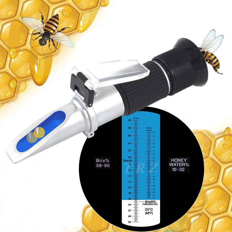 TRZ Refractometer Honey 10-32% Water Honey 58-90% Brix Sugar Baume for Beekeeping, Honey, Condensed Milk, Sugar Syrup, Fruit jam, Hamh Optics&Tools - Image 2
