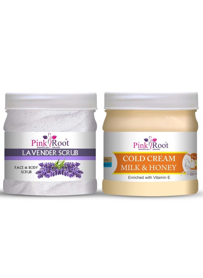 Pink Root Pink Root Lavender Scrub 500ml with Milk & Honey Cold Cream 500ml  - Image 1