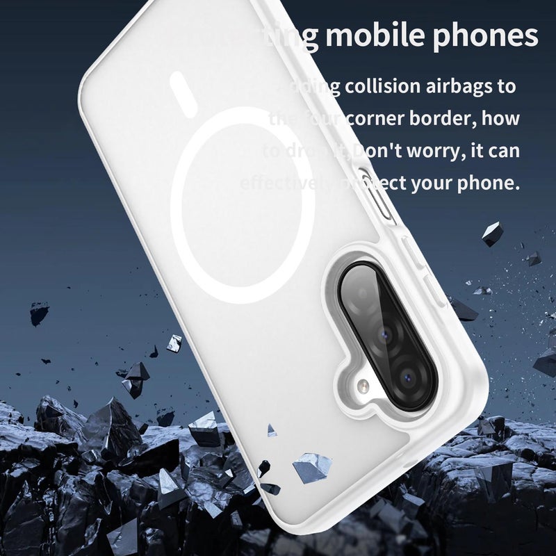 erorex For Samsung Galaxy A26 5G Fanying Series PC Hybrid TPU Translucent Frosted MagSafe Phone Case(Matte White) - Image 3