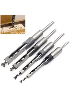 KASTWAVE Square Hole Drill Bits for Wood, 4 PCS Woodworking Hole Saw Mortising Chisel Drill Bits,(Size: 6.4mm/8mm/9.5mm/12.7mm)  - Image 1