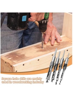 KASTWAVE Square Hole Drill Bits for Wood, 4 PCS Woodworking Hole Saw Mortising Chisel Drill Bits,(Size: 6.4mm/8mm/9.5mm/12.7mm)  - Image 3