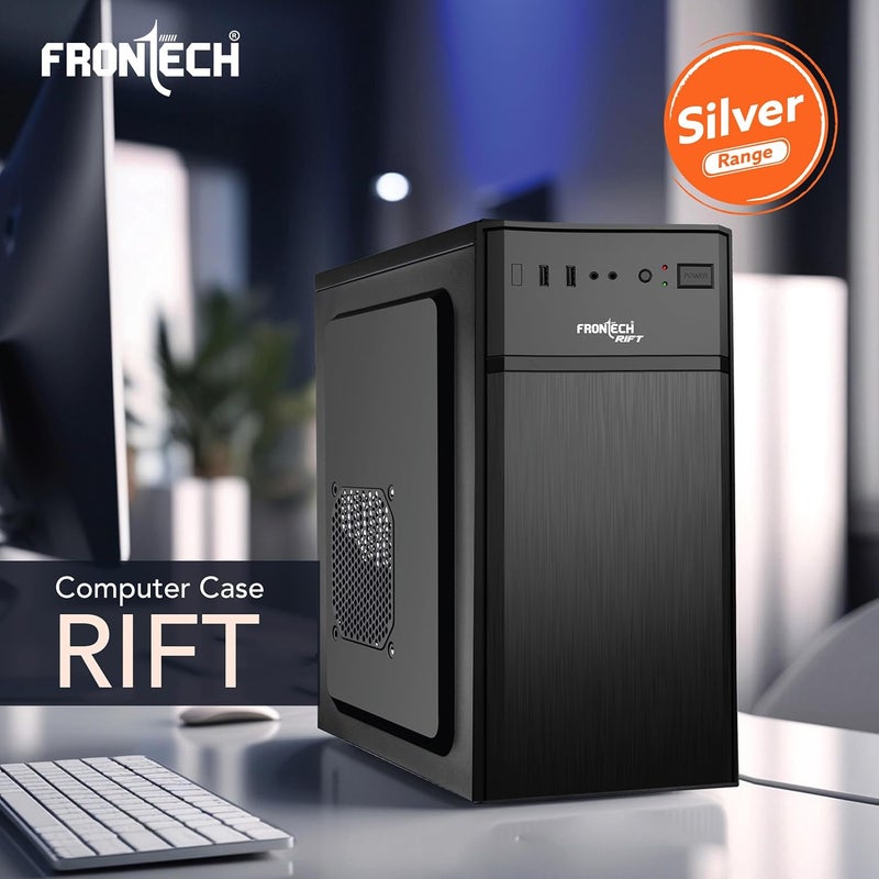 FRONTECH RIFT Silver Series Cabinet/Computer Case with HD Audio | ATX/Mini ATX Compatible | 2 Front USB - 2.0| Front Audio | Ideal for Home/Office (FT-4372, Black) - Image 2