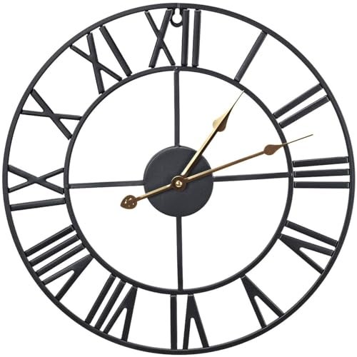 Sorbus Large Wall Clock for Living Room Decor 16 inch Big Wall Clock Decorative Battery Operated Roman Numeral Analog Large Clock for Bedroom Room Home Kitchen Office Wall Decor Black - Image 1