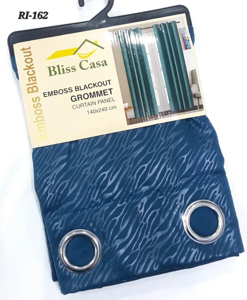 بليس كاسا ستائر بلاك أوت بنقوش بلايس كاسا × سم - عازلة حرارياً، مخفضة للضوضاء، مانعة للضوء والأشعة فوق البنفسجية، بحلقات لغرفة النوم وغرفة المعيشة، قطعتان، أزرق ملكي