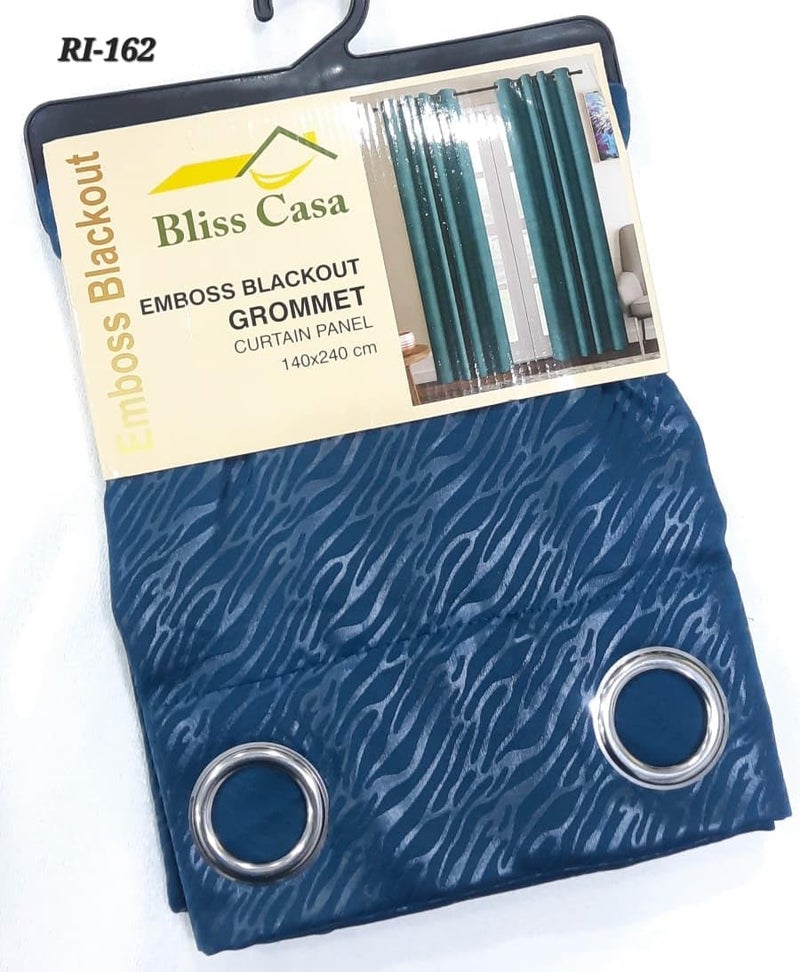 بليس كاسا ستائر بلاك أوت بنقوش بلايس كاسا × سم - عازلة حرارياً، مخفضة للضوضاء، مانعة للضوء والأشعة فوق البنفسجية، بحلقات لغرفة النوم وغرفة المعيشة، قطعتان، أزرق ملكي - Image 2