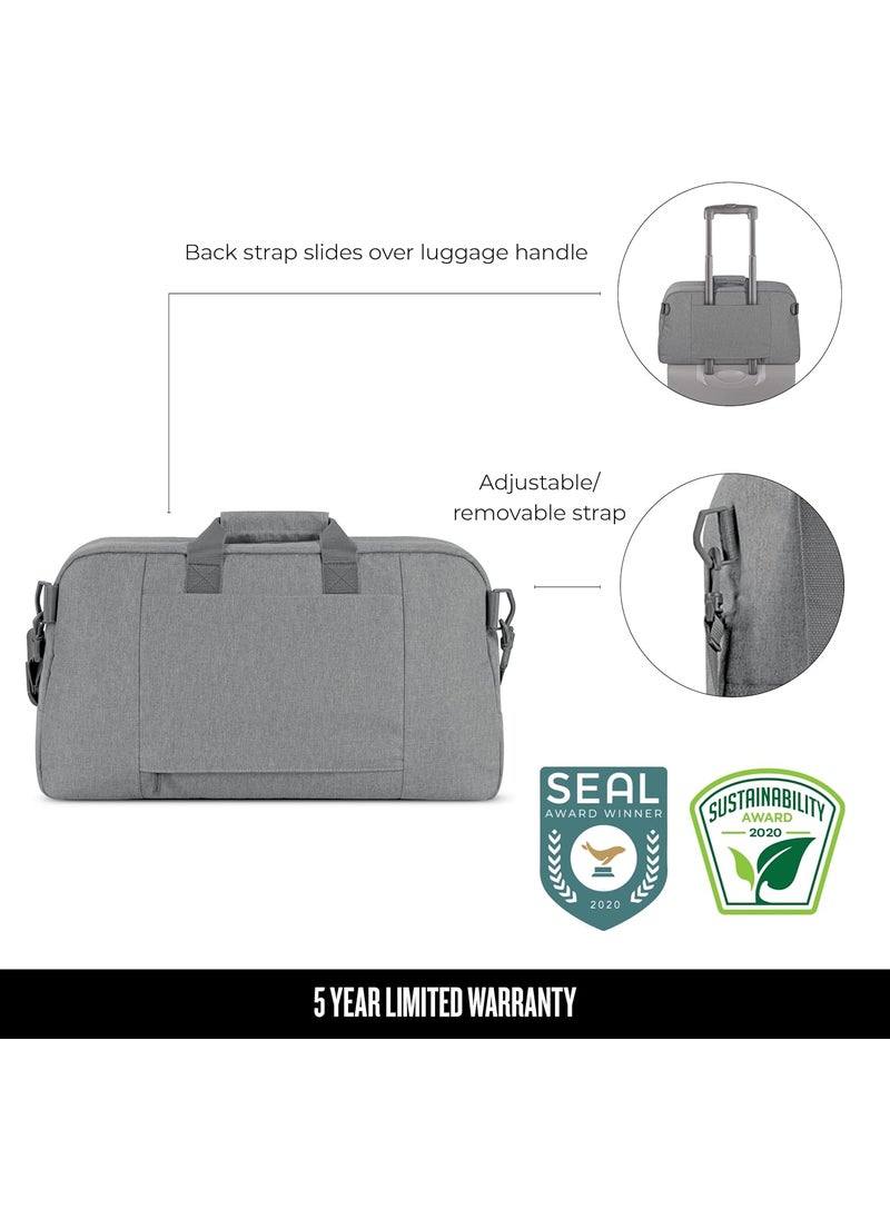 Solo Solo New York Duffel Bag for Travel  Weekender Bag for Women  Men Carry On Luggage Lightweight Front Zippered Pocket Adjustable Shoulder Strap  ReMove Gray  - Image 4