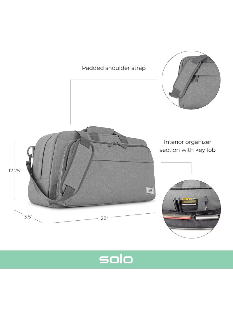 Solo Solo New York Duffel Bag for Travel  Weekender Bag for Women  Men Carry On Luggage Lightweight Front Zippered Pocket Adjustable Shoulder Strap  ReMove Gray  - Image 2