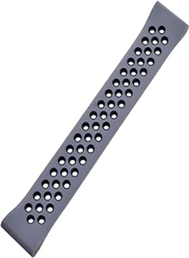 Generic Silicone Adjustable Watch Strap With Holes Design For Unisex Compatible With Smart Watches 20 MM - Gray Black