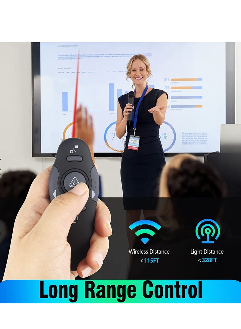 Wireless Presenter Presentation Clicker RF400 2.4GHz,Remote Control Slide Changer Presentation Clicker Red Light Pointer for Office Classroom Presentations(Battery Included) - Image 2