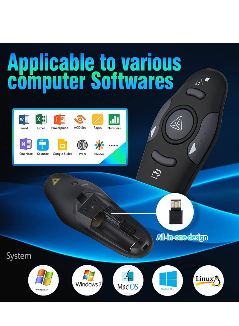 Wireless Presenter Presentation Clicker RF400 2.4GHz,Remote Control Slide Changer Presentation Clicker Red Light Pointer for Office Classroom Presentations(Battery Included) - Image 3